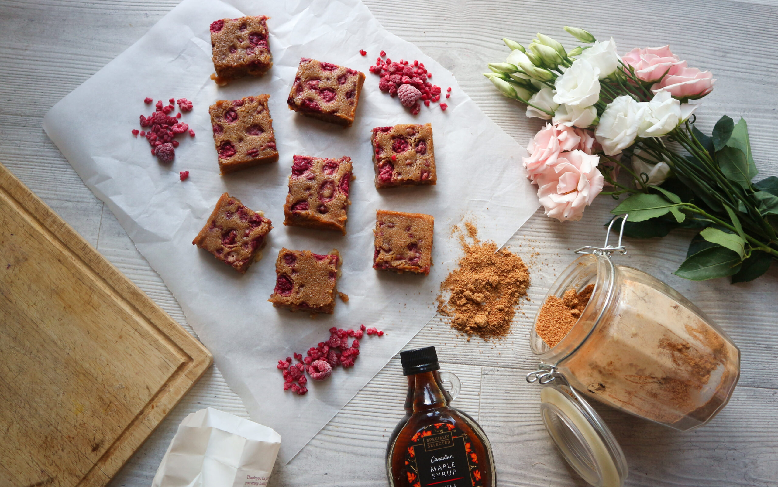 Raspberry & White Chocolate Blondies