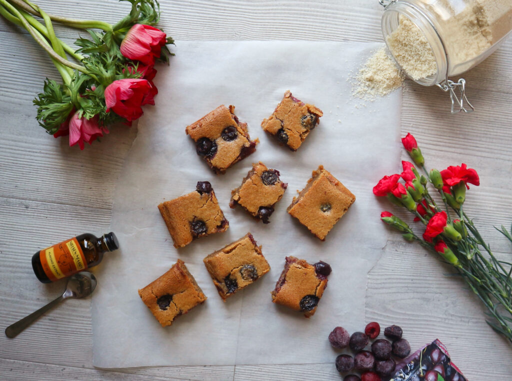 cherry bakewell blondies